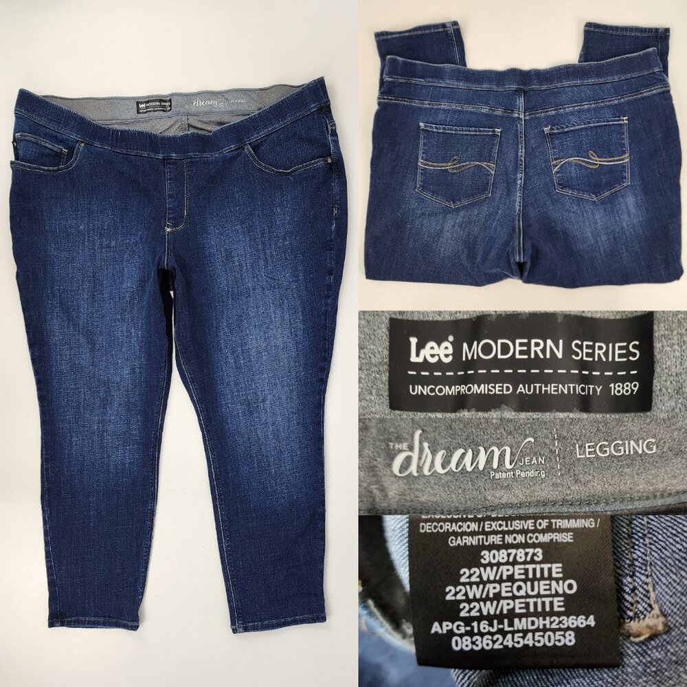 Lee Women Plus 22W 22 Petite 42x25 The Dream Jeans Legging Pull On Modern Series